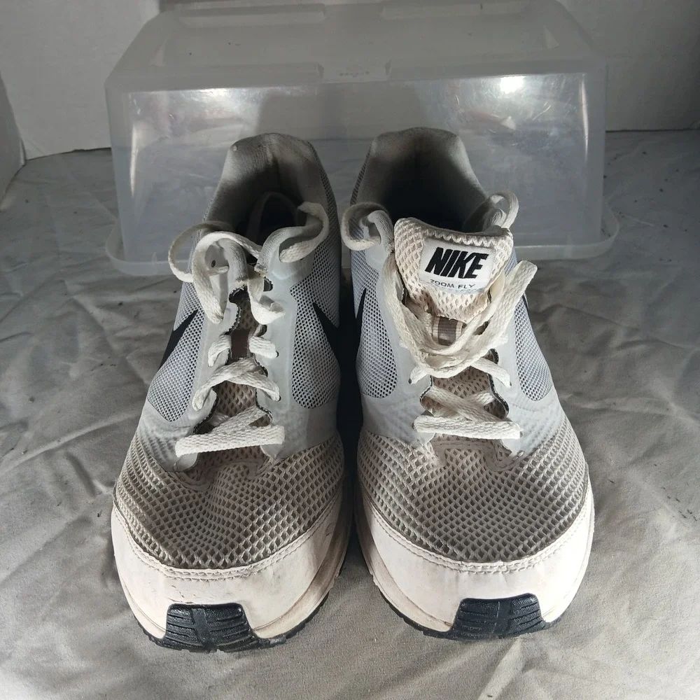 Nike Zoom Fly White Grey Black Running‎ Shoes 652829-100 Mens 8 Womens 9.5